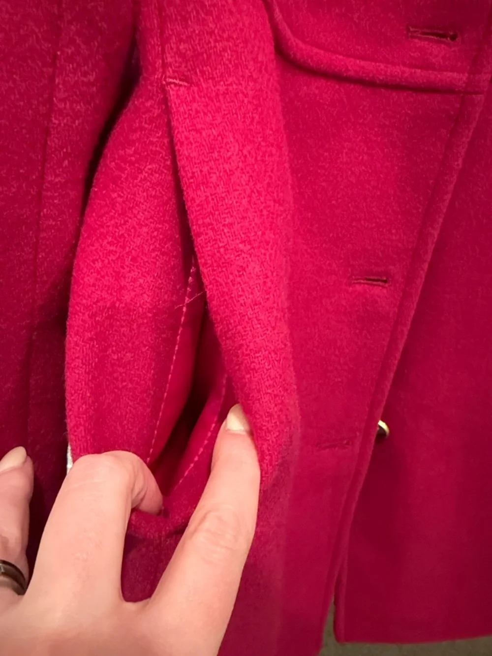 J. Crew pink Wool Pea Coat with Gold Buttons 6 petite - Picture 7 of 9